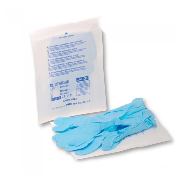 BUSTA DA 2 GUANTI STERILI  IN NITRILE LATEX FREE (GUA155)