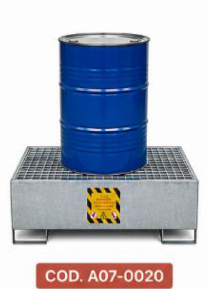 VASCHE DI CONTENIMENTO IN ACCIAIO ZINCATO per stoccaggio di 1 fusto