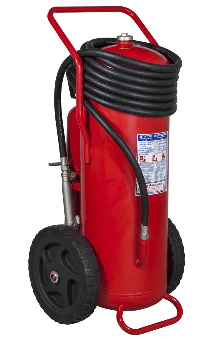 100 kg Powder Wheeled Fire Extinguisher - EN 1866-1-  A IV  B C  - Model 18118-52