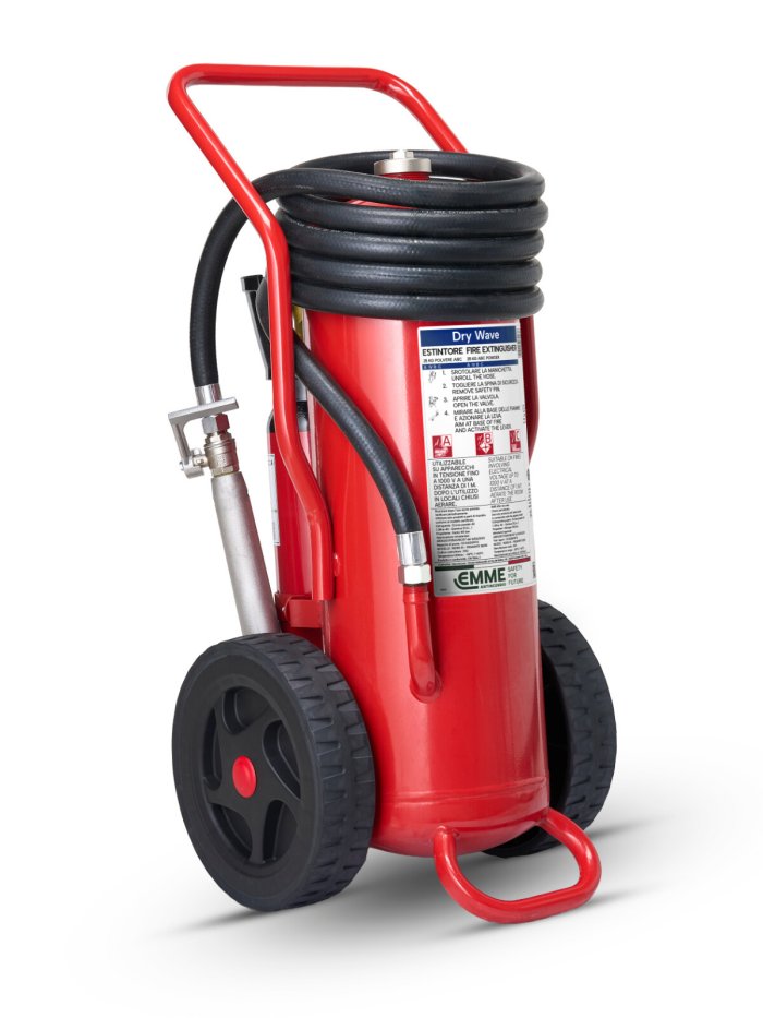 Estintore carrellato a Polvere da 25 Kg  - UNI EN 1866-1- Pressurizzato al momento dell’uso - Codice 18258-51 - Modello Piemonte 18205