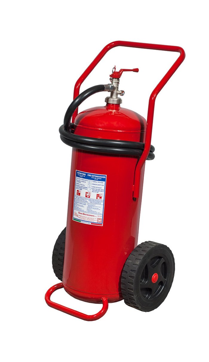 50 Kg Powder Wheeled Fire Extinguisher- A III B C - UNI EN 1866-1 - Model 18507-1
