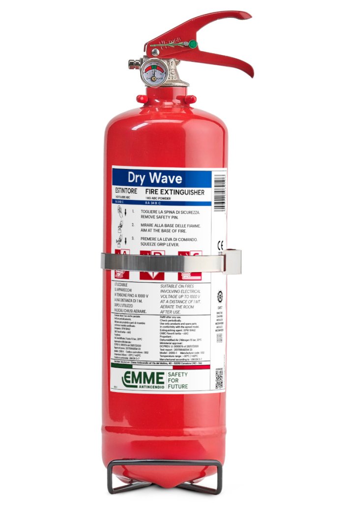 1Kg Dry Powder Fire Extinguisher - 8A 34B C - Code 21010-1 - PED 2014/68/EU - MED 2014/90/EU