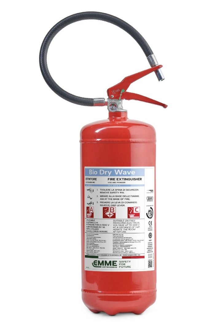 Estintore kg 6 Polvere - Codice 21063-550 - 34A 233BC - UNI EN 3-7 - 100% Polvere Sostenibile