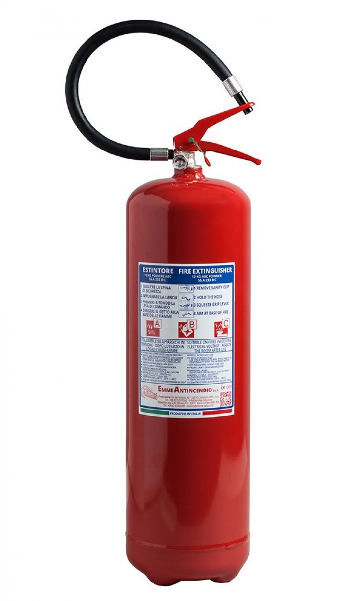 12Kg Powder Fire Extinguisher- Code 26125- 55A 233B C- MED 2014/90/EU