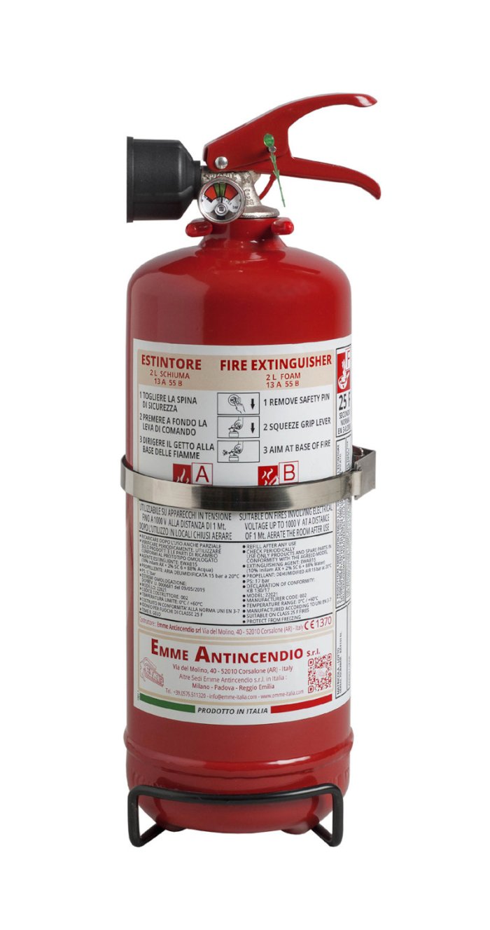 2 L Foam Portable Fire Extinguisher - PED EN 3-7:2008 - Model: 22021