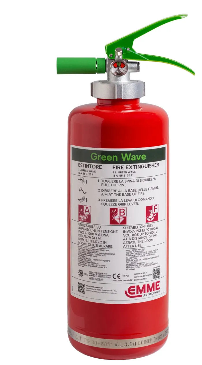 Estintore a schiuma senza fluoro Green Wave da 3 litri - 13A 55B 25F