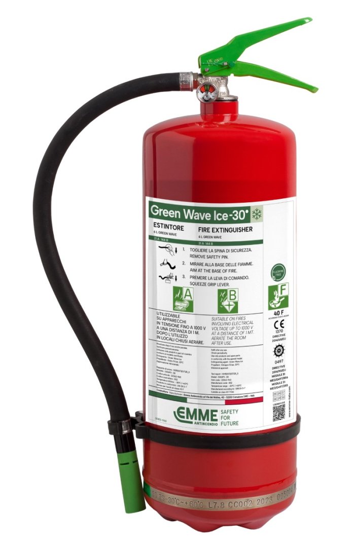 Estintore Inox a schiuma senza fluoro Green Wave Ice -30° da 6 litri - 21A 144B 40F - Modello 22062-960 - GW6PX-30