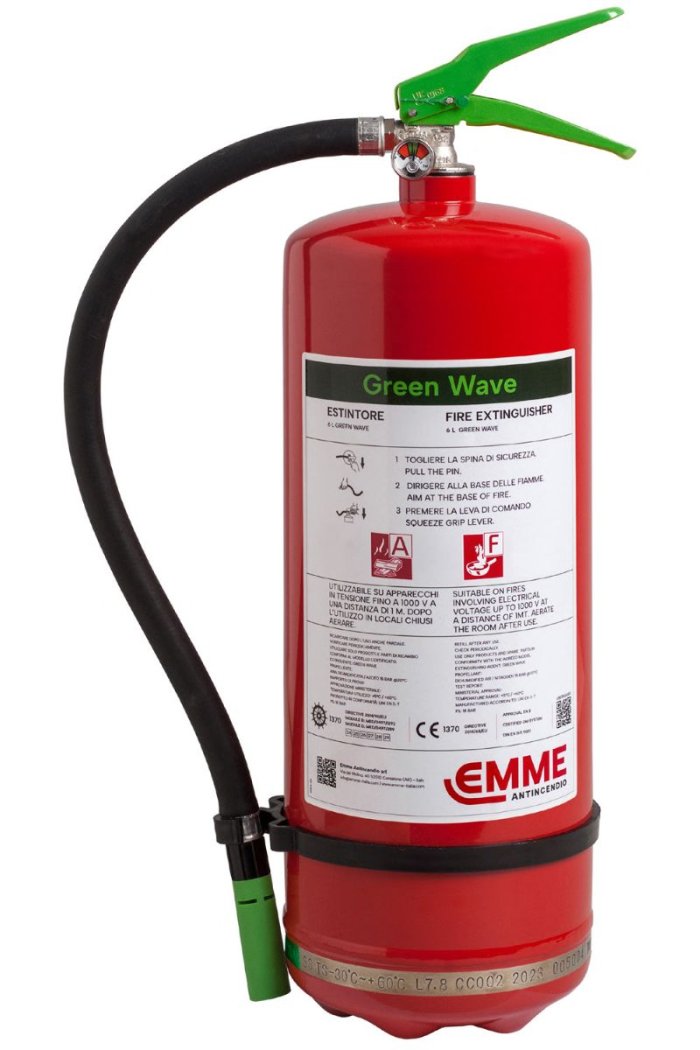 6-Liter Fluorine-Free Foam Fire Extinguisher "Green Wave" - Model 22064-510 - GW6PlusX