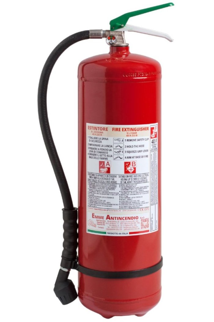 Estintore L 9 Schiuma - 43A 233B - 40F - Modello 22094-2 - Con Valvola Anticorrosione