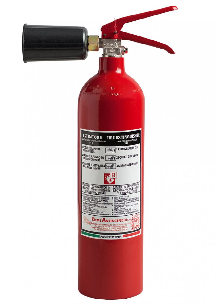 2 Kg Co2 Fire Extinguisher - 34B   - UNI EN 3-7 Code 23020-8