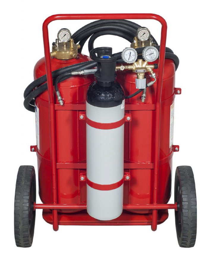 TWIN AGENT WHEELED DEVICE 50 Kg Powder - 50 L Foam - Codice 30509