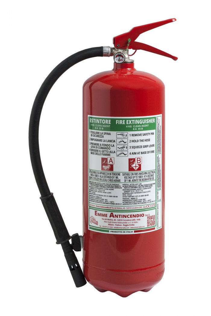4 Kg Clean Agent Fire Extinguisher - 8 A 55 B - EN 3-7 - Model 38060-13