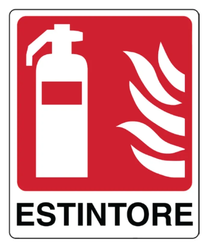CARTELLO IN ALLUMINIO ESTINTORE CON TESTO