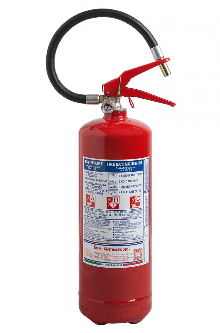Powder Fire Extinguisher -UNI EN 3-7 - Kg 3 - Fire Rating 13 A 113 B C - 21031