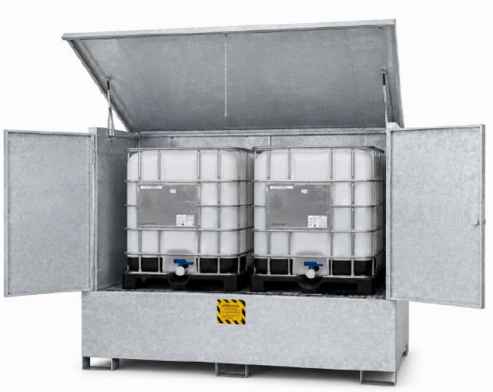ARMADI IN ACCIAIO ZINCATO PER IBC DA 1000 L per stoccaggio di 2 cisternette da 1000 litri