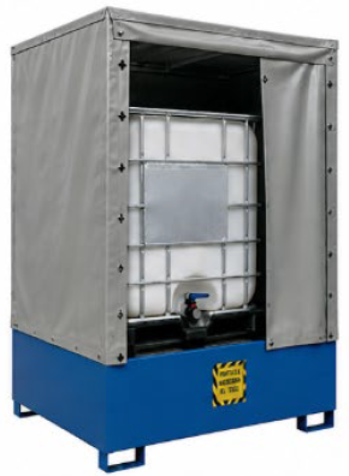 VASCHE IN ACCIAIO VERNICIATO CON COPERTURA PVC per 1 IBC da 1000 litri
