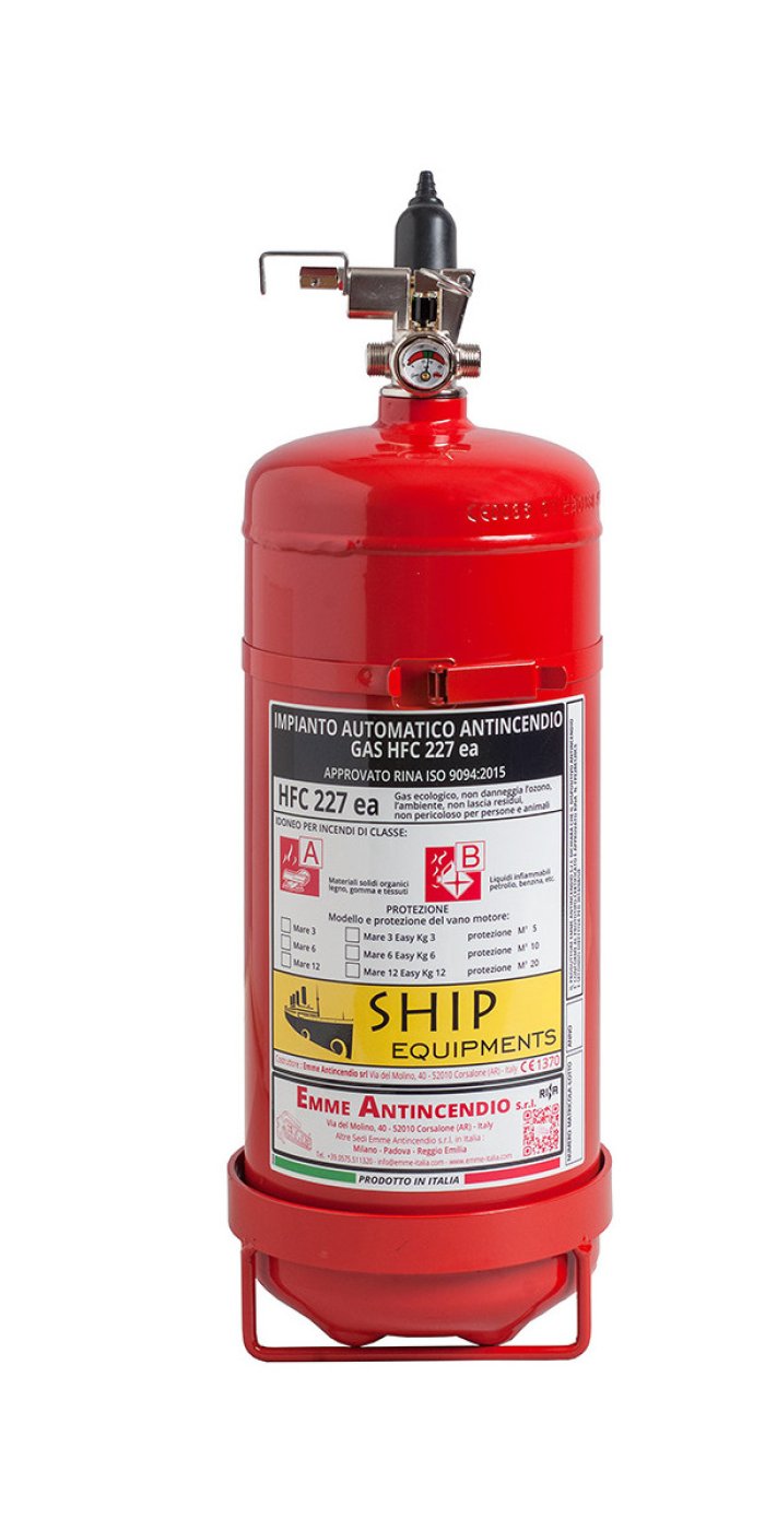 Impianto Antincendio Automatico a Gas HFC227 EA kg 3  - APPROVATO RINA “SERIE MARE” - 11039-2