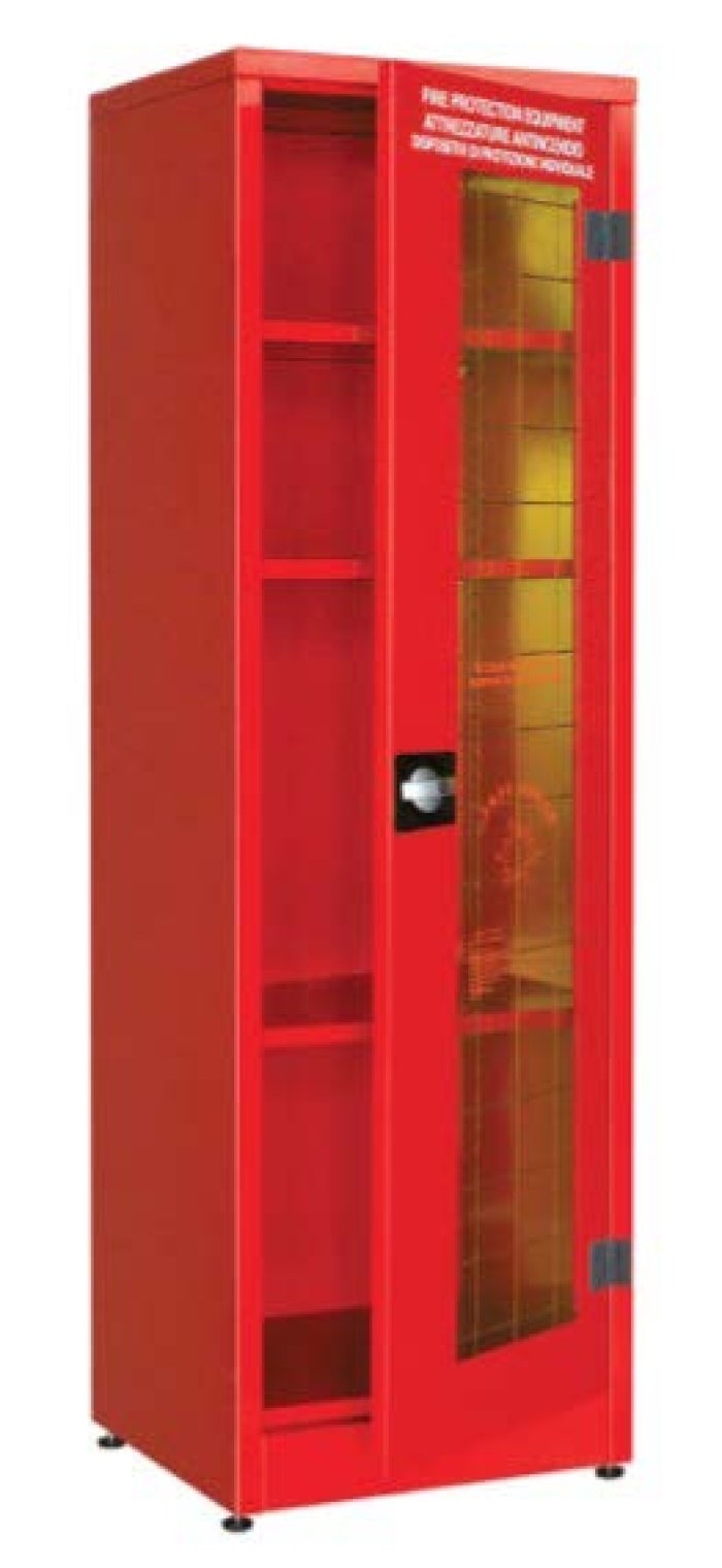 ARMADIO ATTREZZATURE ANTINCENDIO 1 anta finestrata + 3 ripiani