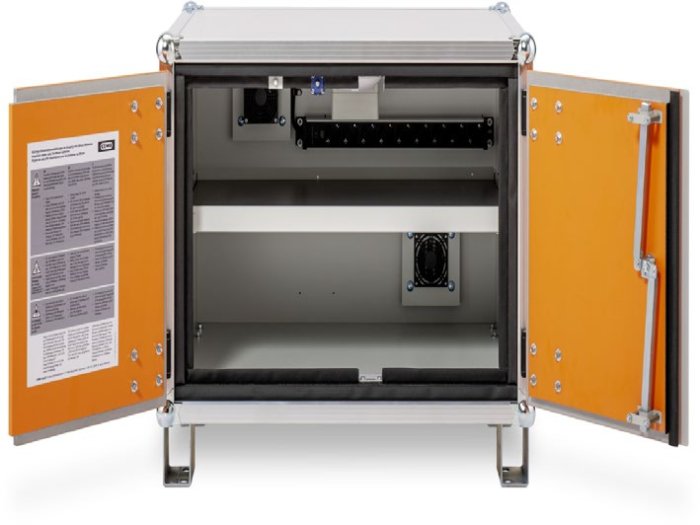 ARMADIO BASIC PER RICARICA BATTERIE AL LITIO Versione monofase con due ripiani e piedini impilabili