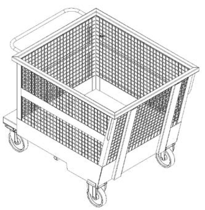 CONTENITORI RIBALTABILI CON PARETI IN RETE E RUOTE 1550 x 1070 x h1210 mm 180 x h60 mm 1.070 L 1.700 kg