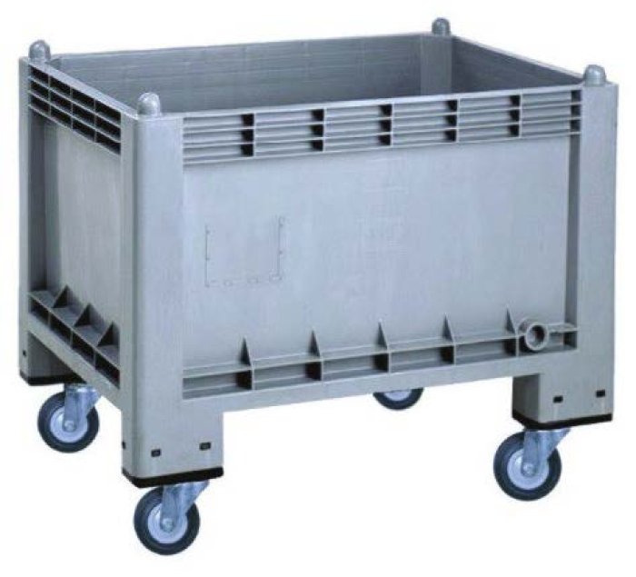 CONTENITORE PE MULTIUSO CON RUOTE 285 LT Contenitore industriale multiuso con quattro ruote