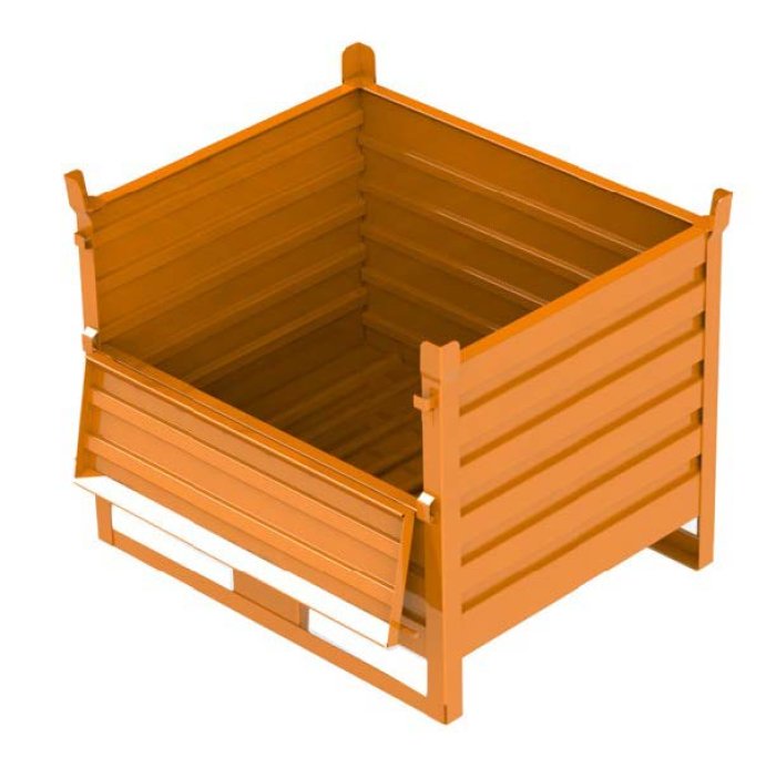 CONTENITORI METALLICI VERNICIATI CON SLITTA E PORTELLO con portate da 1.200 e 2.200 kg