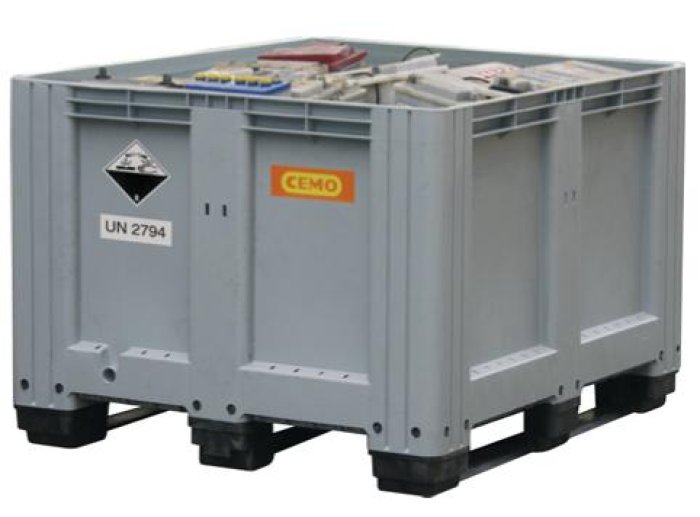 Contenitore raccolta batterie esauste con 2 pattini 520 Lt 1200 x 800 x h790 mm 29 kg HDPE