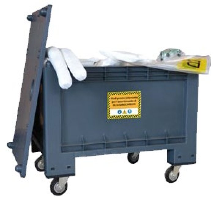 	Kit contenitore PE carrellato OLEO con polvere oleo-selettiva