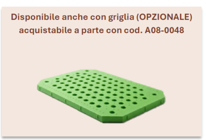 PIATTAFORMA DI CONTENIMENTO IN PP SENZA GRIGLIA dim. 1200 x 800 x h175 mm - capacità 100 Lt