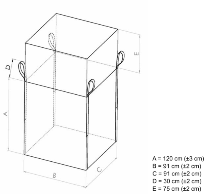 BIG BAG FILTRANTE CON FODERA IN TNT 910 x 910 x h1200 mm - portata 1000 kg