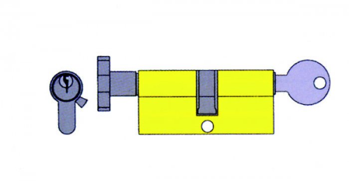 Cilindro per porte rei con pomello da 74mm o 84mm cifratura unica