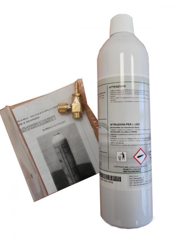 Bombola di prova gas metano 50% con erogatore (max 10 riv.)