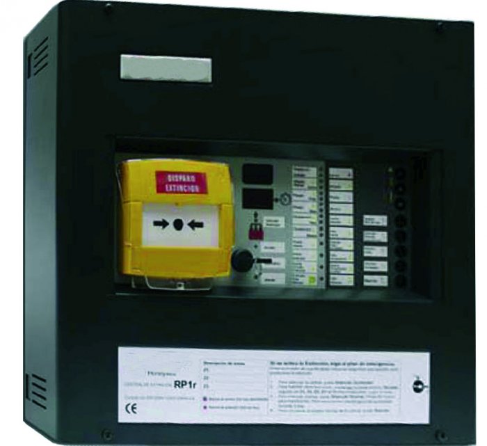 Centrale spegnimento a due zone di rivelazione ed una zona per spegnimento con pulsanti manuali (escluse 2 batterie) uni en 12094-1