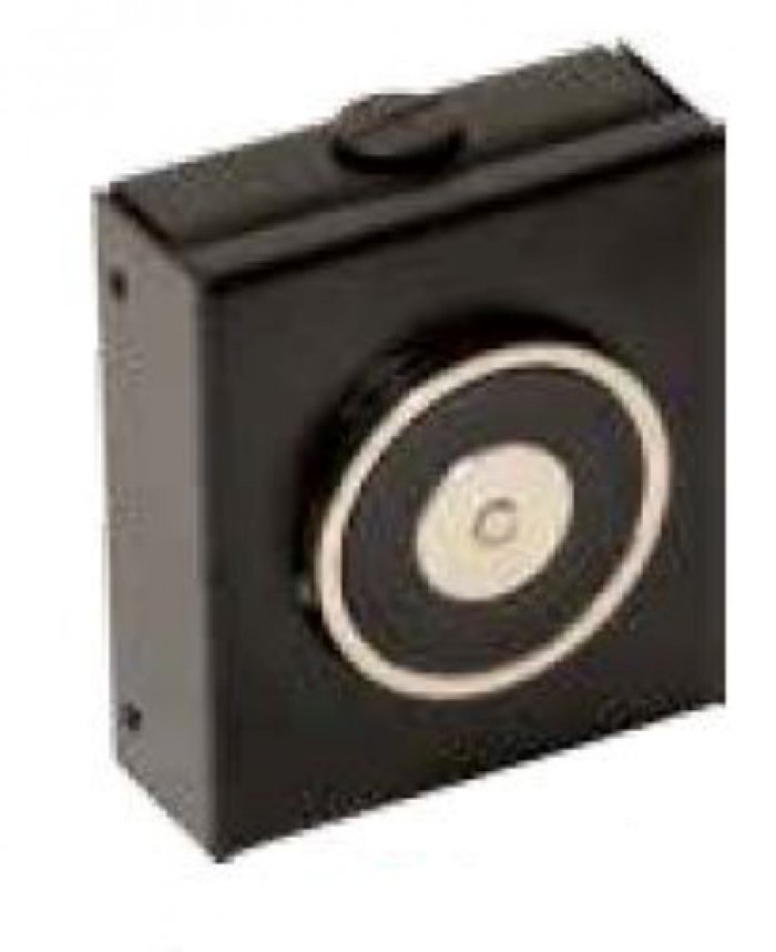 Elettromagnete di trattenuta a parete corpo in acciaio verniciato nero forza di trazione >55 kg senza pulsante di sblocco per porte tagliafuoco fornito senza contropiastra