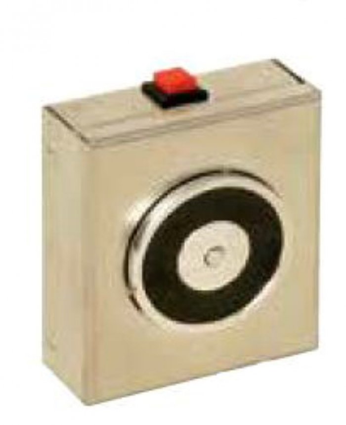 Elettromagnete di trattenuta a parete corpo in acciaio inox forza di trazione >55 kg senza pulsante di sblocco per porte tagliafuoco fornito senza contropiastra