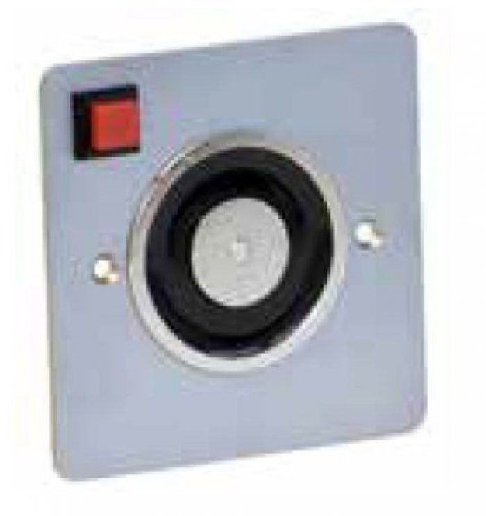 Elettromagnete di trattenuta da incasso a parete frontale in acciaio inox forza di trazione &gt;55 kg con pulsante di sblocco per porte tagliafuoco fornito senza scatola da incasso e senza contropiastra