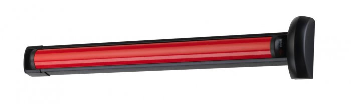 Maniglione antipanico modello fast touch ad applicare per anta secondaria senza scrocco centrale, predisposto per scrocco alto/basso - laterale - alto/laterale e completo di barra rossa mm.1200