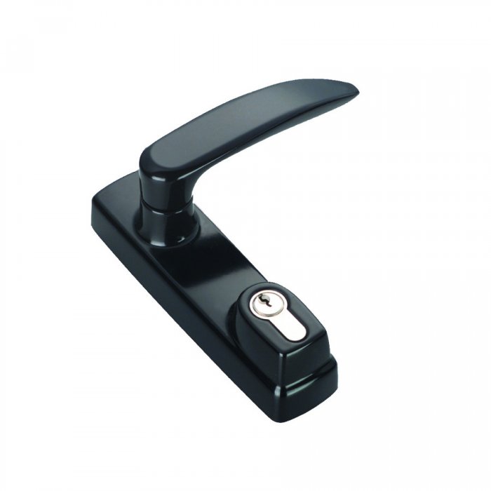Maniglia esterna in folle verniciata nero con cilindro con combinazione unica e 3 chiavi nichelate per maniglioni antipanico modello bernini e cellini (dotata di dispositivo condominio)