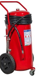 Estintore carrellato Kg 150 Polvere - A IV B C - UNI EN 1866-1 - PED 2014/68/UE: Codice 18158-52 - MED 2014/90/UE: Codice 16158-52