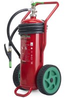 25-Liter Green Wave Lith-M Schaum-Feuerlöscher auf Wagen, geeignet für Lithium-Batterien, aus Edelstahl – GW25P – Klasse A IV B