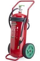 Fahrbarer 50-Liter-Schaumfeuerlöscher Green Wave Lith-M geeignet für Lithiumbatterien aus Edelstahl – GW50P – Klasse A IV B