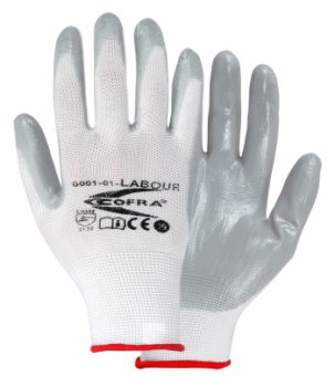 Guanto in nitrile labour colore bianco/grigio tg.10