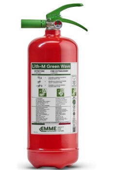 Estintore portatile da 3 Litri a Schiuma Green Wave Lith-M idoneo per Batterie al Litio in Acciaio – GW3P – 13 A 55 B 25 F