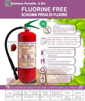 Estintore a Schiuma Senza Fluoro da 6 Litri - Modello 22066-91 "Fluorine Free"