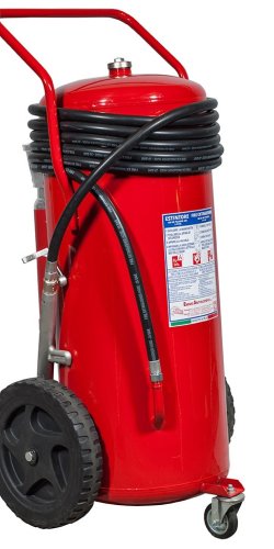 Estintore carrellato Kg 150 Polvere - A IV B C - UNI EN 1866-1 - PED 2014/68/UE: Codice 18158-52 - MED 2014/90/UE: Codice 16158-52