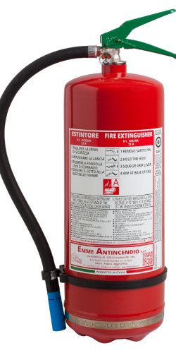 Estintore Litri 6 Acqua - Codice 22061-21 - 13A - UNI EN 3-7 - Involucro in acciaio Inox