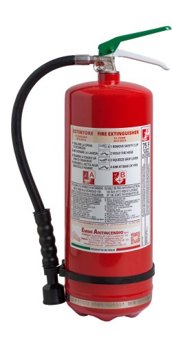 Estintore litri 6 Schiuma - Codice 22064-1 - 43A 233B 75F - UNI EN 3-7 - S6 Super - Serbatoio in Acciaio Inox
