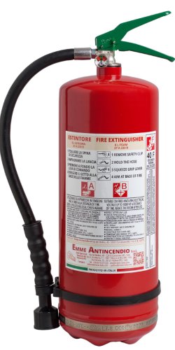 Estintore litri 6 Schiuma - Modello 22066-4 - 27A 233B 40F - UNI EN 3-7 - Involucro in Acciaio Inox