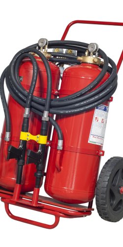 Dispositivo carrellato Twin Agent Kg 50 Polvere - 50 Lt Schiuma - A B C - PED 2014/68/UE - Codice 30509