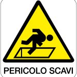 CARTELLO IN ALLUMINIO FORMATO MM 330X350 PERICOLO SCAVI (114B)